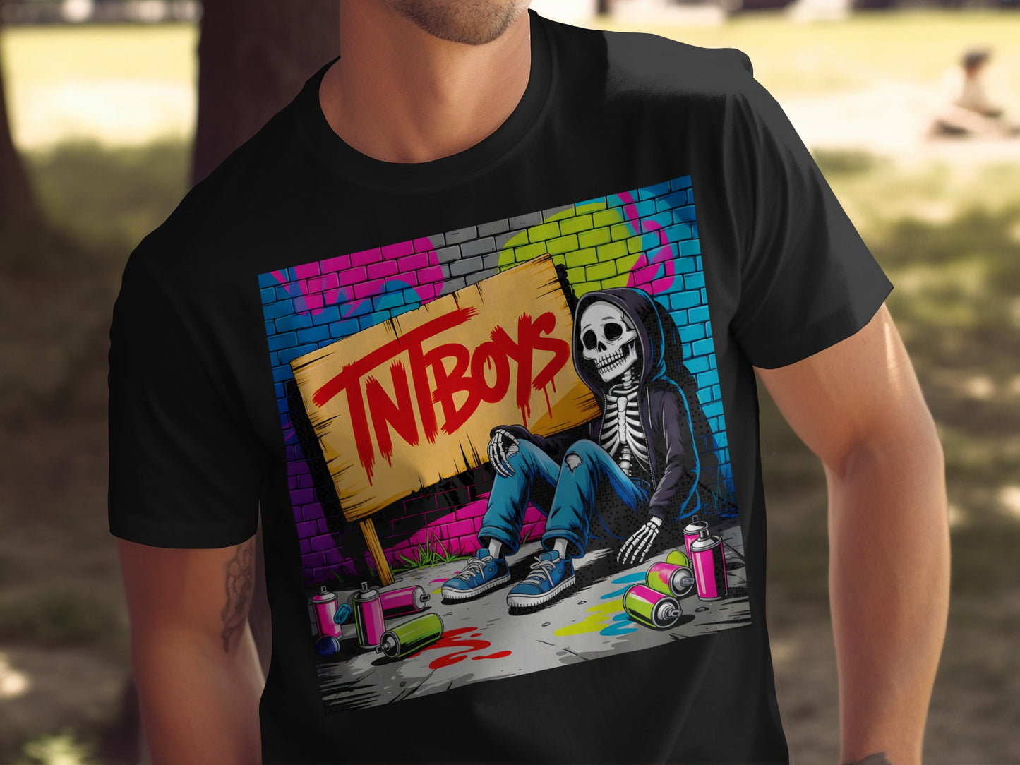 Skeleton Graffiti Art Streetwear Style T-Shirt