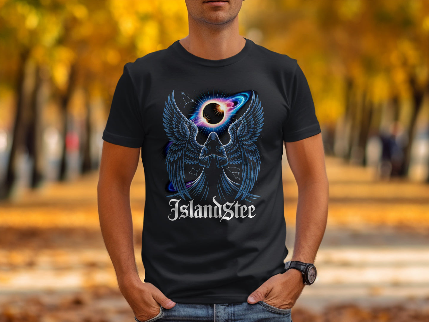 IslandStee Eclipse Galaxy Angel Wings Men's T-Shirt