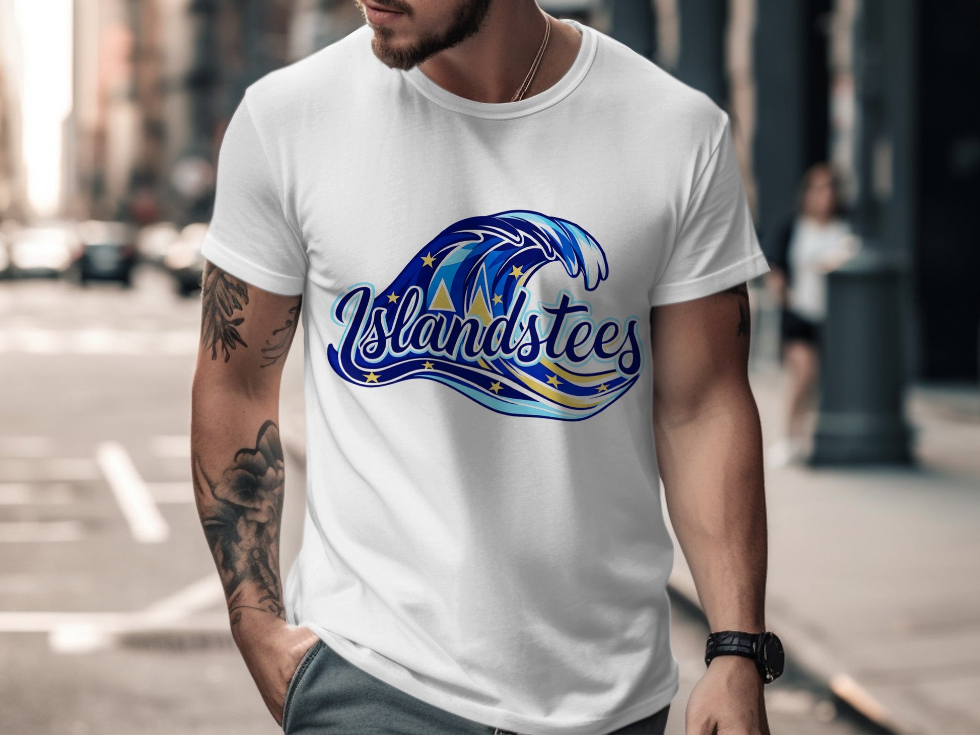 Islandstees Men's Graphic Wave Print T-shirt