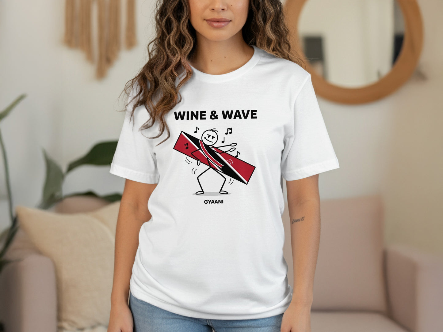 Fun Wine & Wave Design Graphic Tee Shirt for Casual Wear