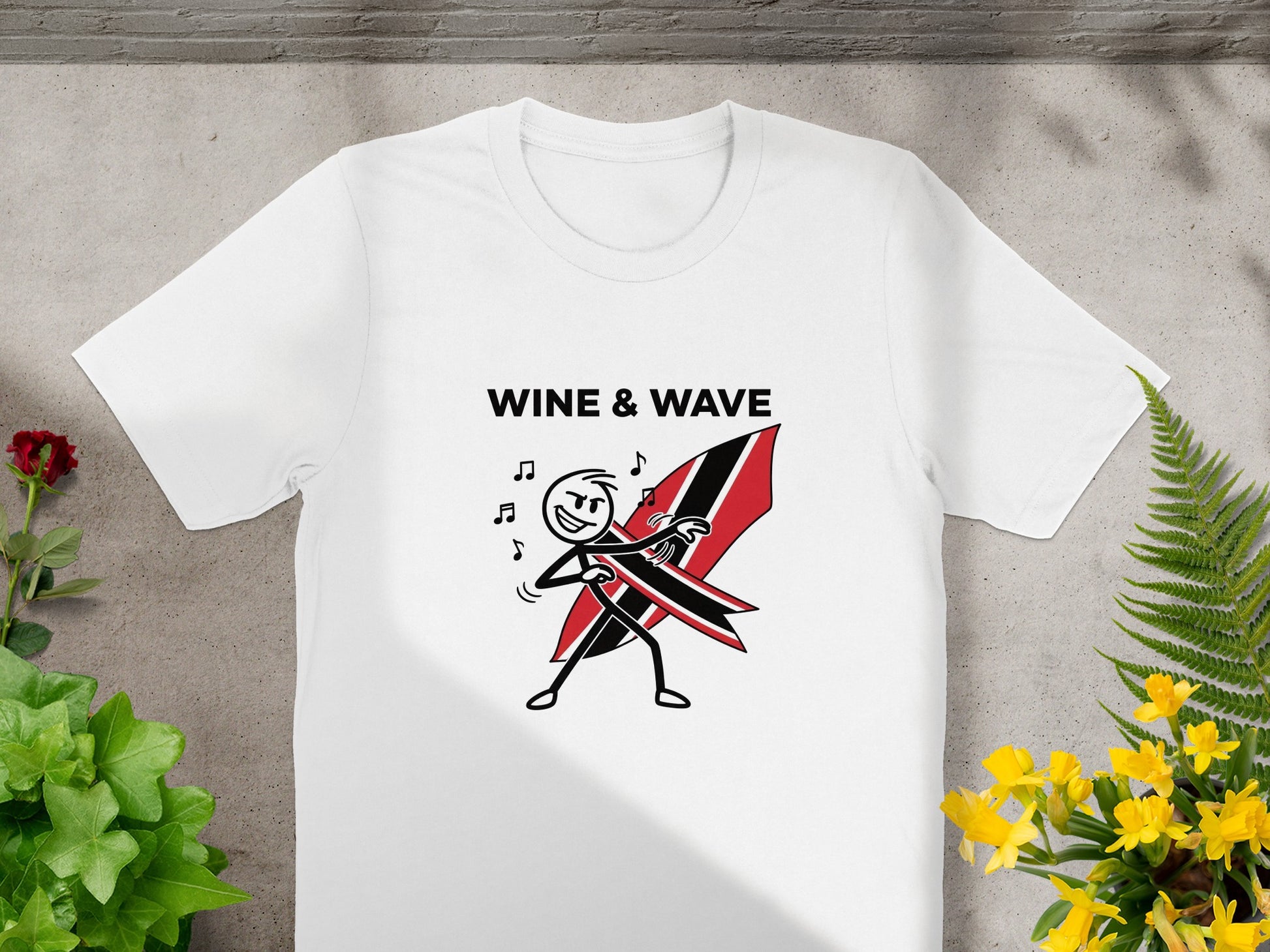Wine & Wave Music Note Character Design T-shirt