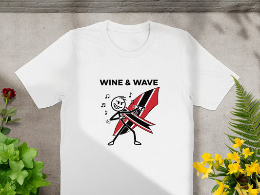 Wine & Wave Music Note Character Design T-shirt
