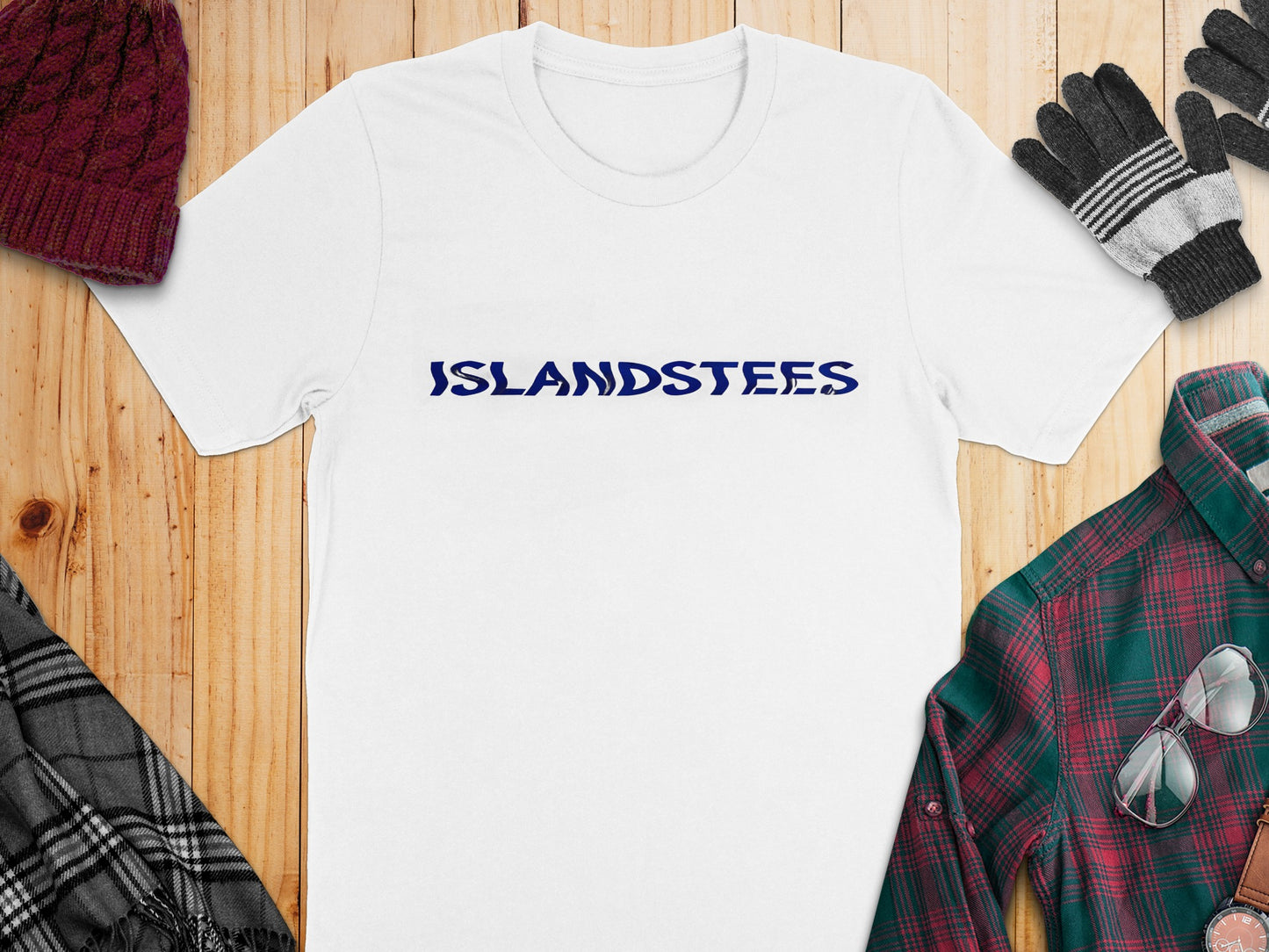 Stylish Islandstees Design on White Shirt Product