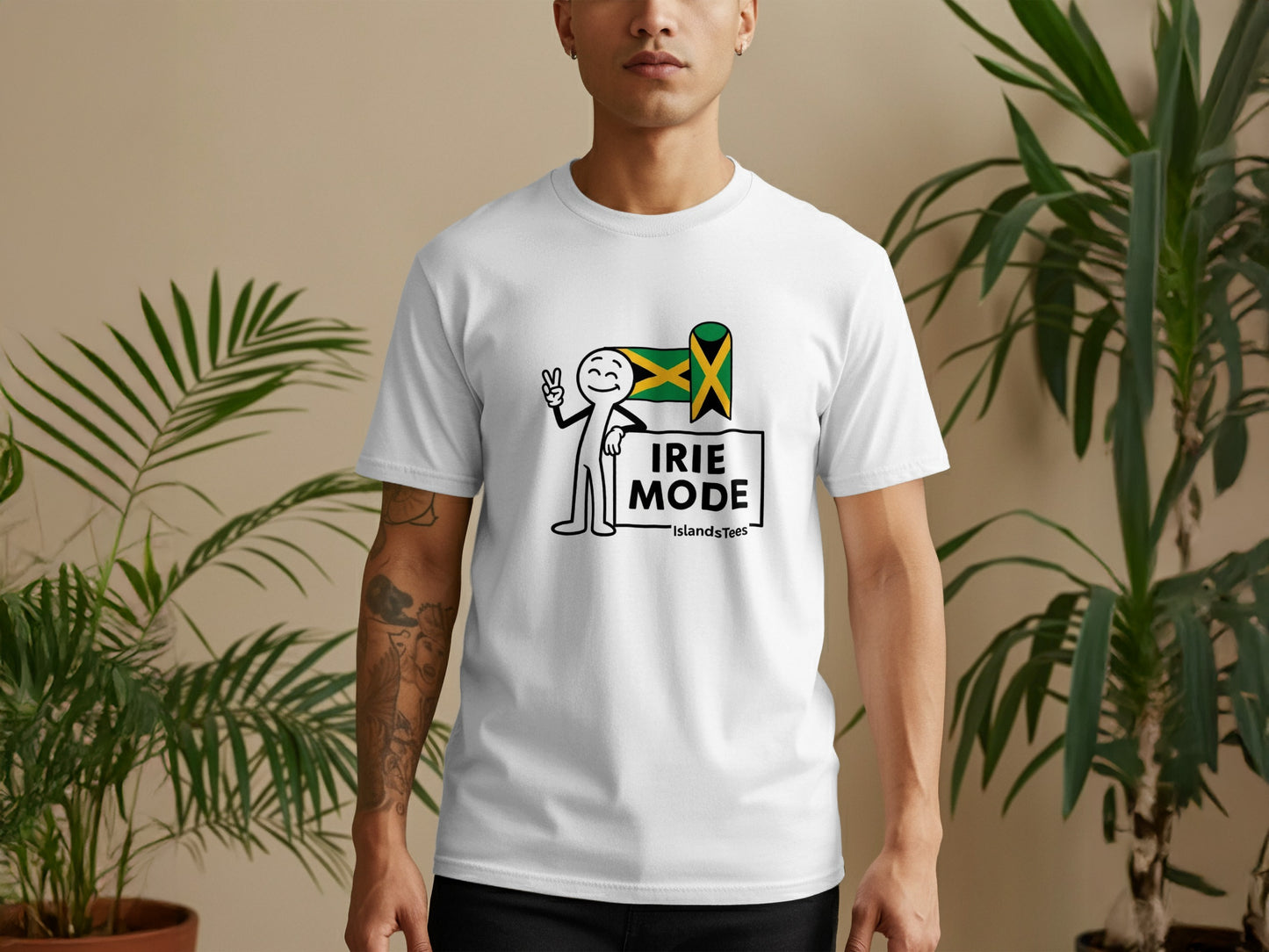 Irie Mode Graphic Tee with Jamaican Flag Design Shirt