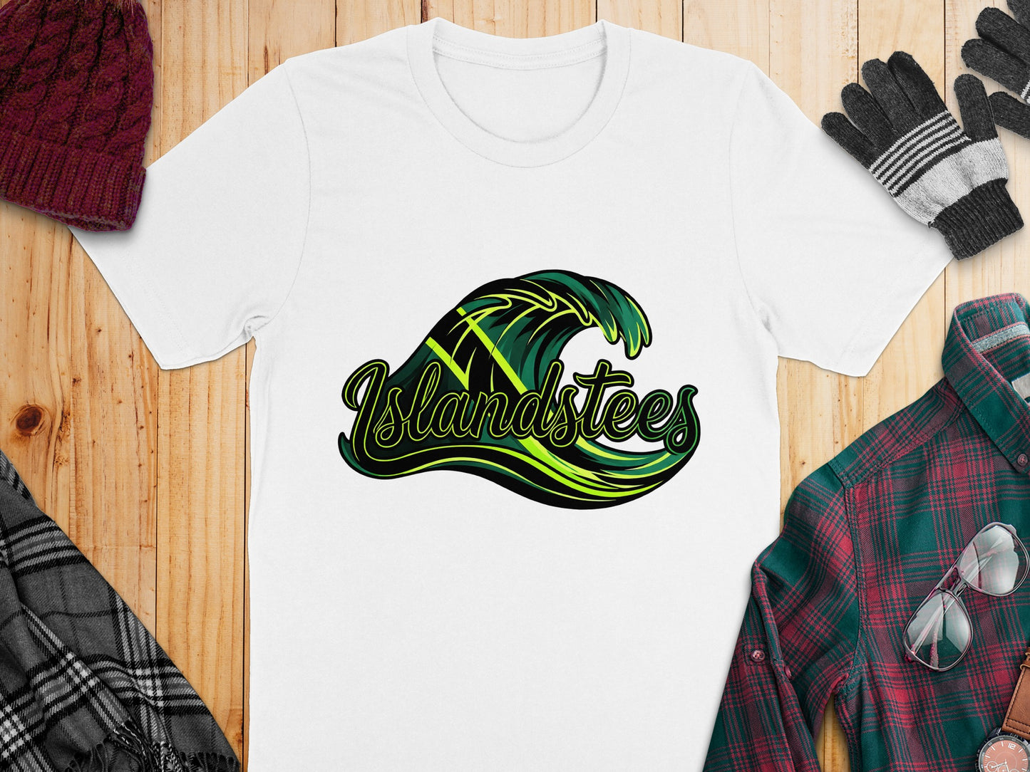 Islandstees Wave Design Graphic T-Shirt