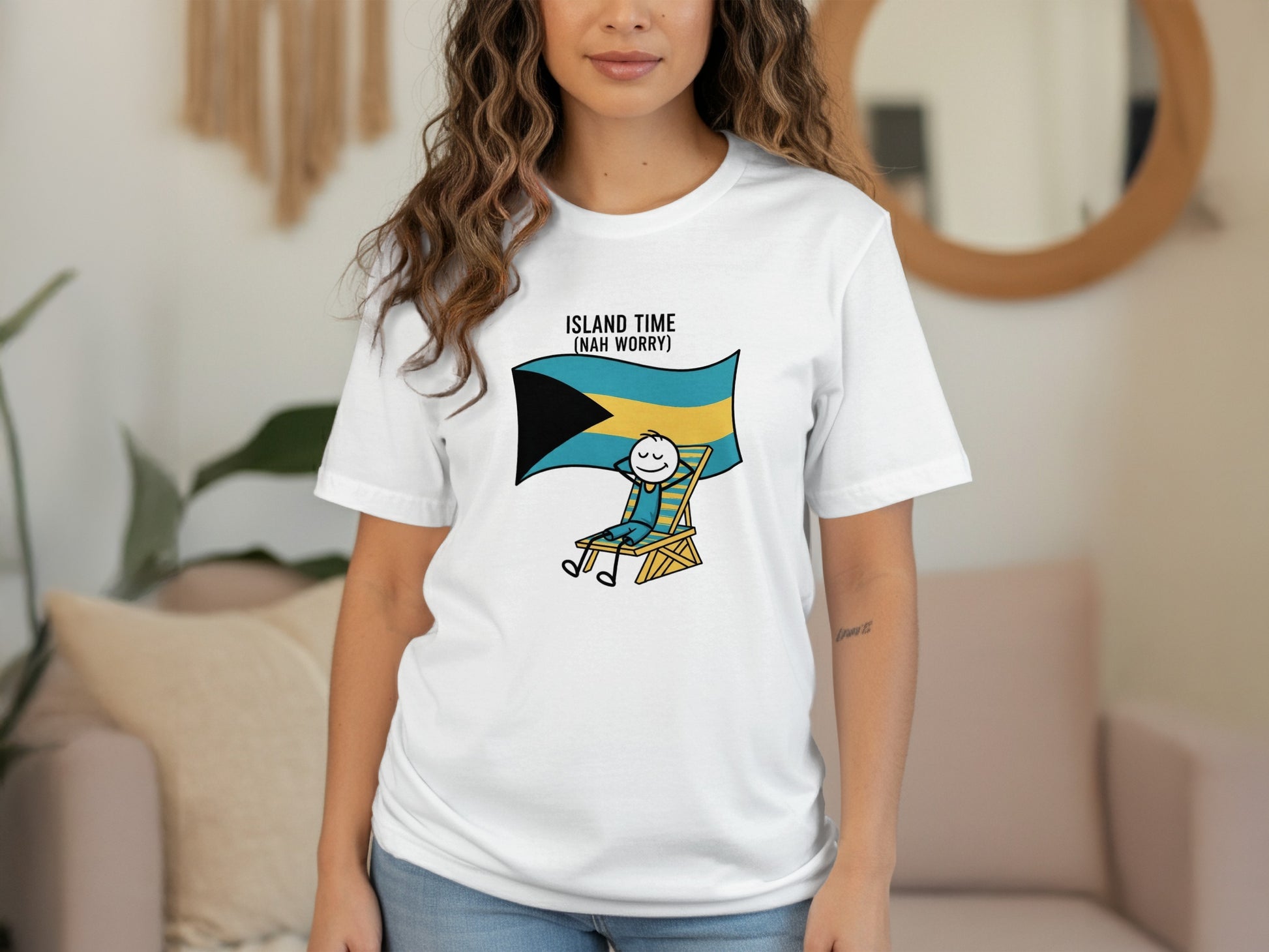 Island Time Nah Worry Cartoon Graphic Tee Shirt