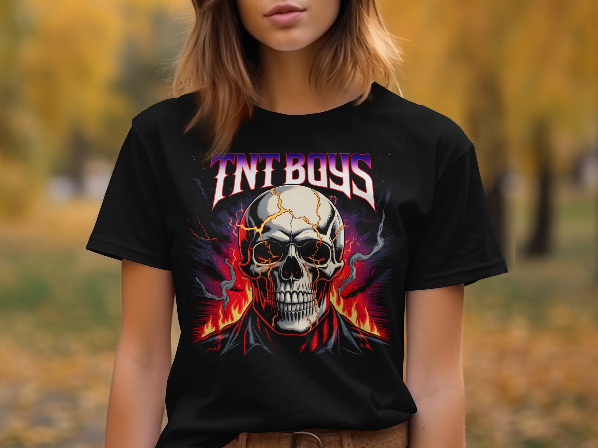 TNT Boys Skull Graphic with Flames Design T-Shirt