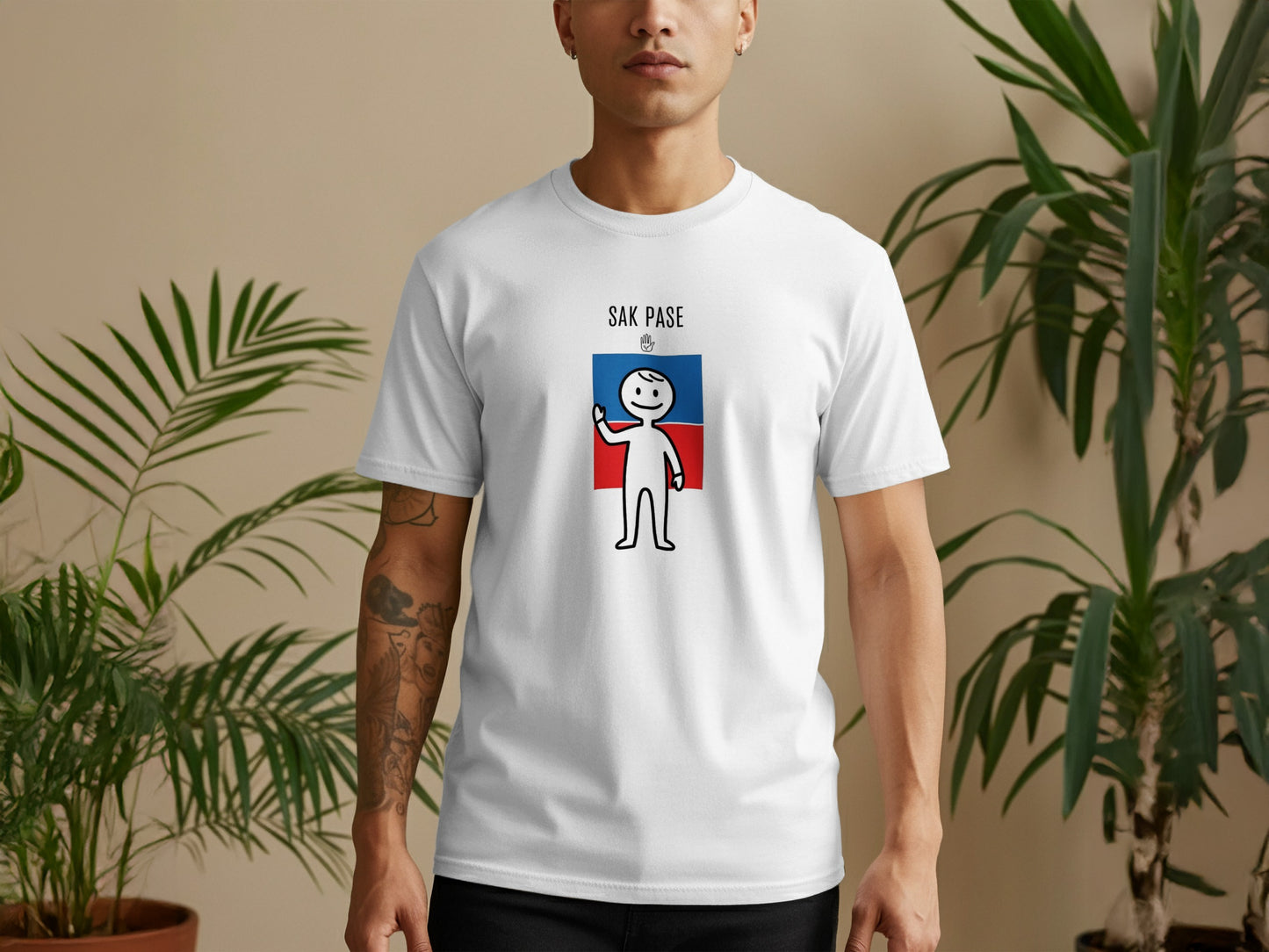 Sak Pase Funny Character Graphic White T-Shirt