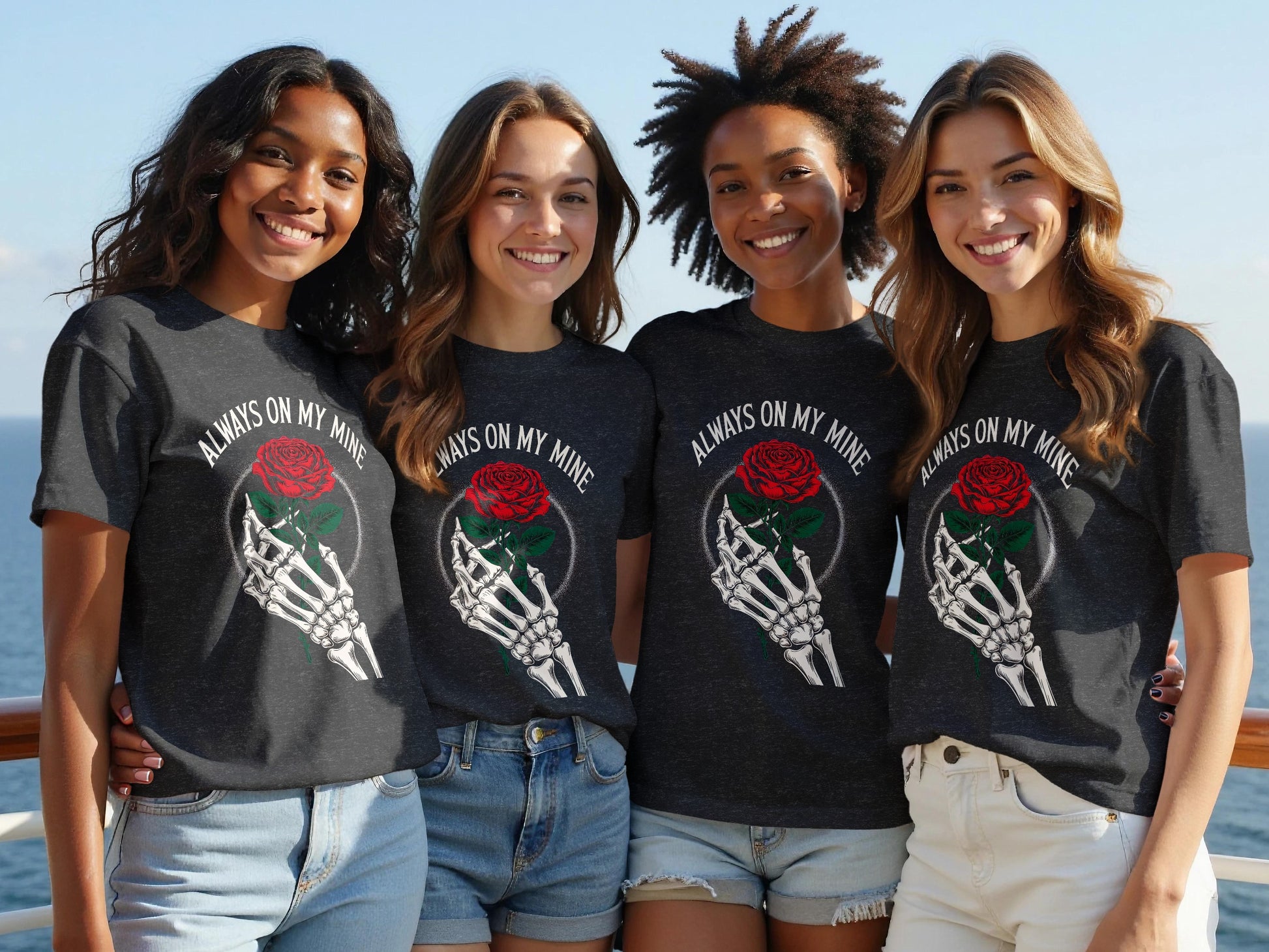 Always On My Mine Skeleton Rose Graphic Tee