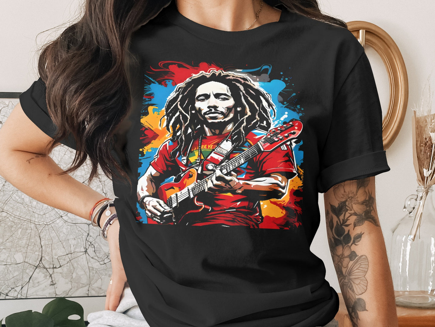 Bob Marley Guitar Art Colorful Design product type