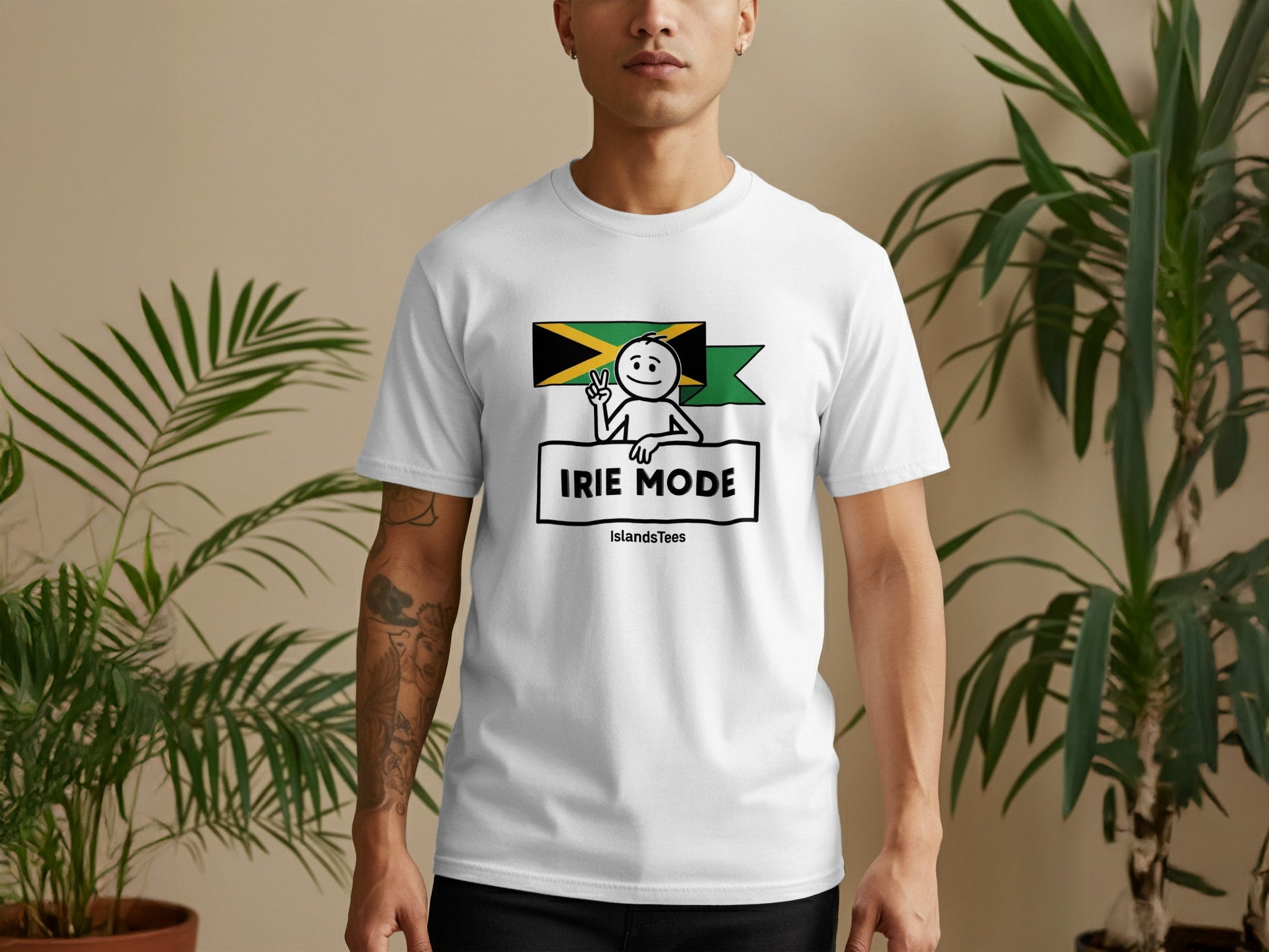 Irie Mode Jamaican Flag Peace Sign Graphic T-Shirt