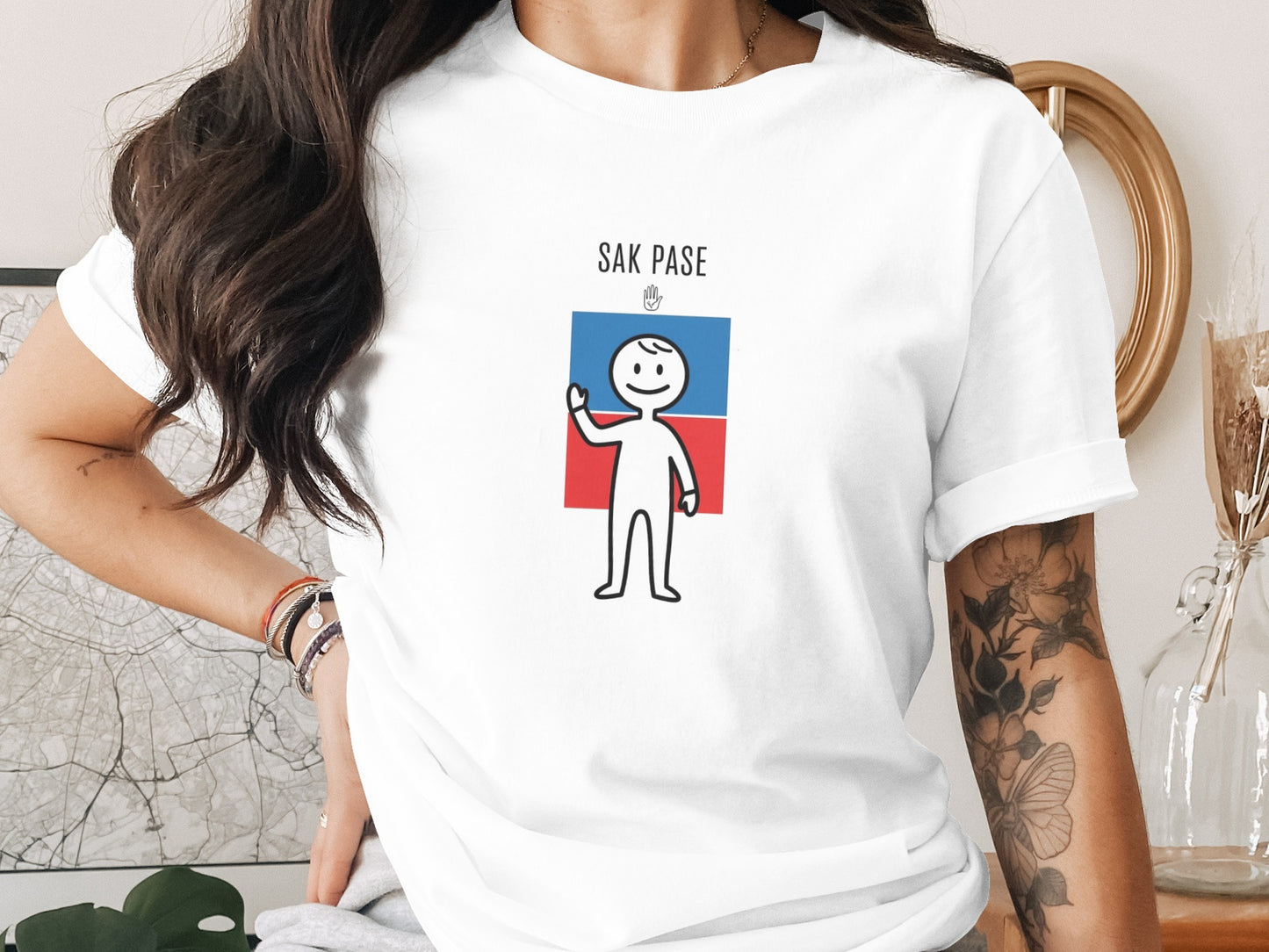 Sak Pase Graphic Tee with Cartoon Character Design