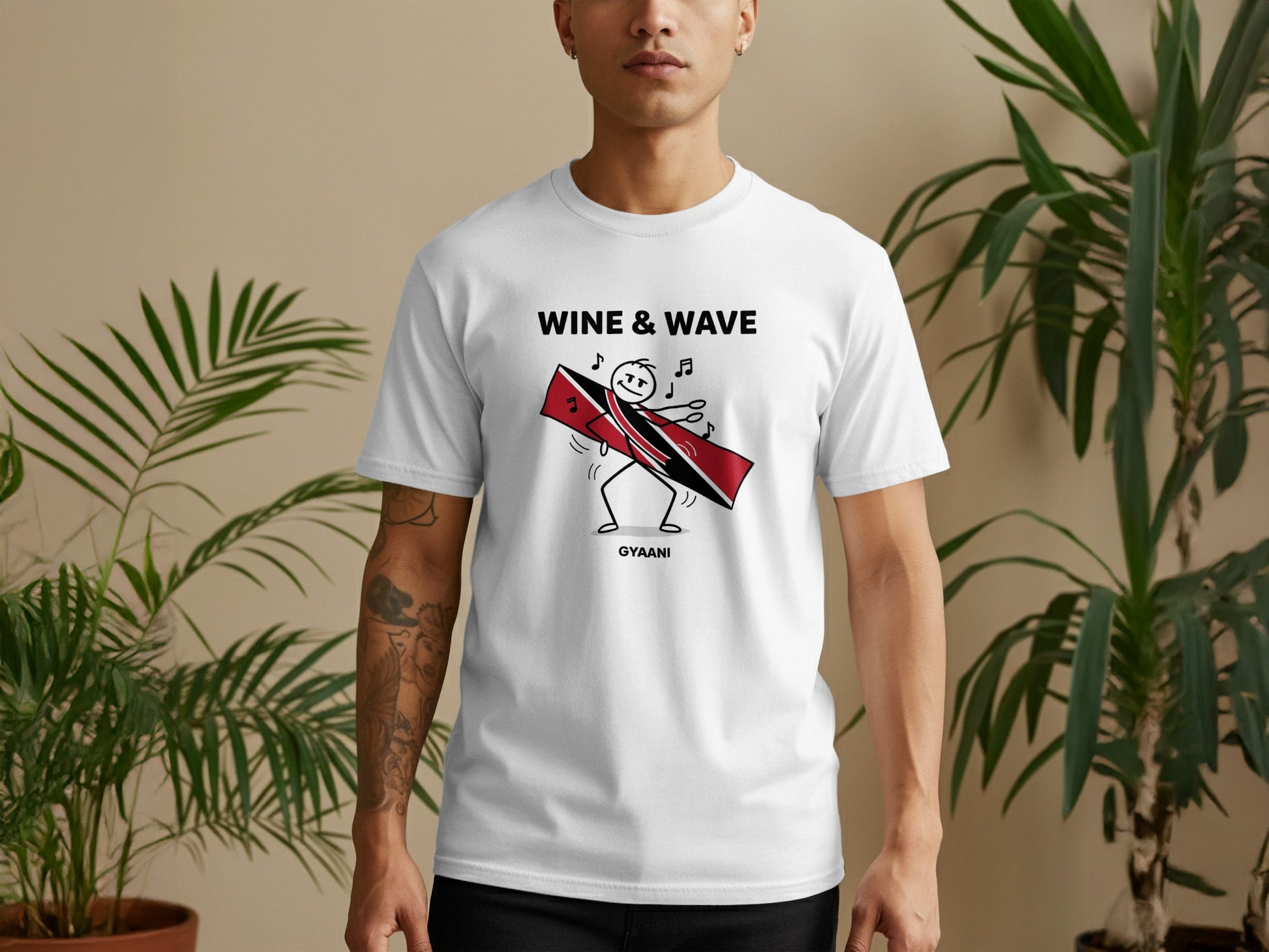 Wine & Wave Dancing Graphic Tee Shirt Fun Casual Wear