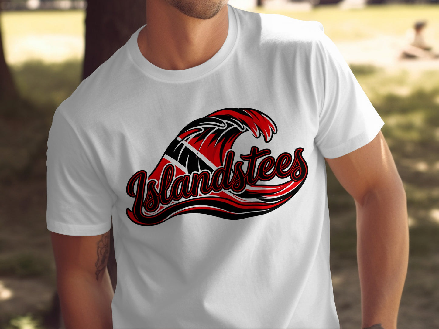 Islandstees Wave Graphic Red and Black T-Shirt