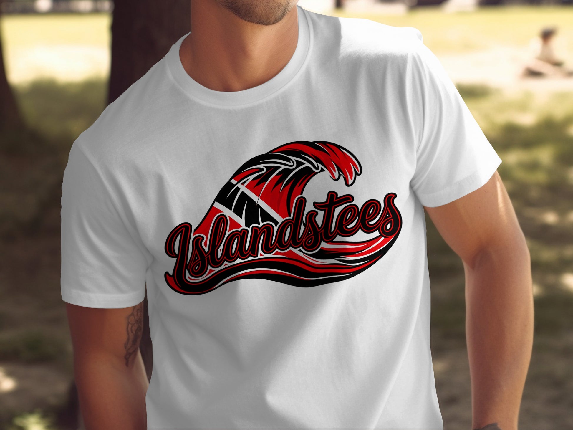 Islandstees Wave Graphic Red and Black T-Shirt