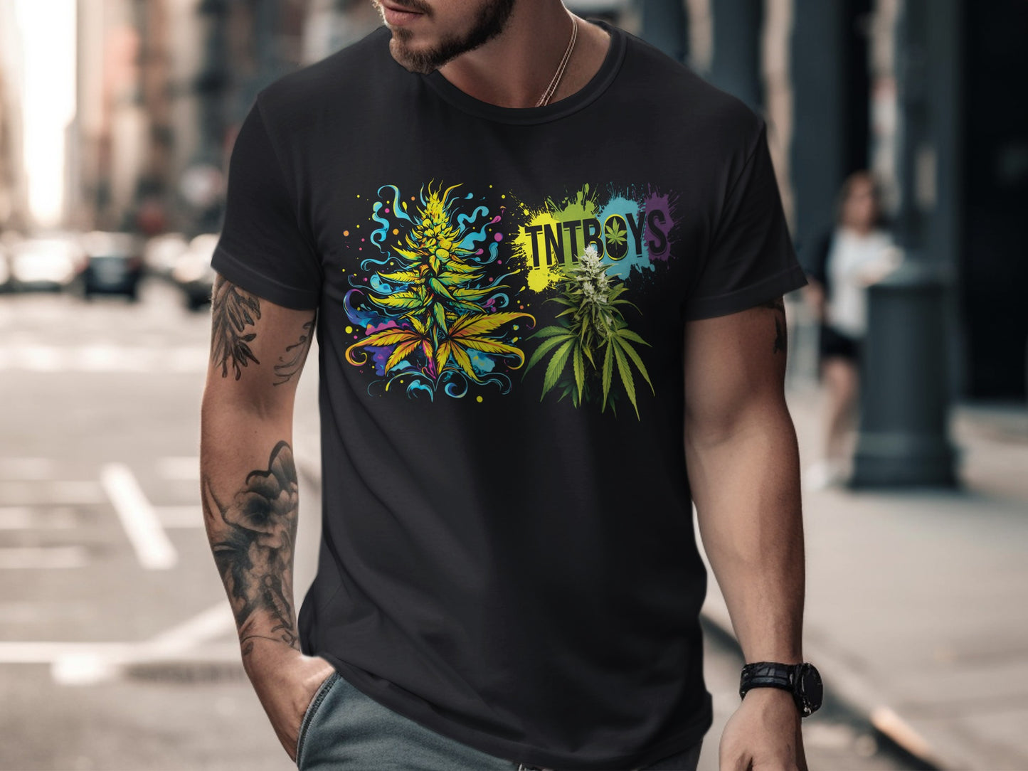 Vibrant Colorful Cannabis Design Intboys T-shirt