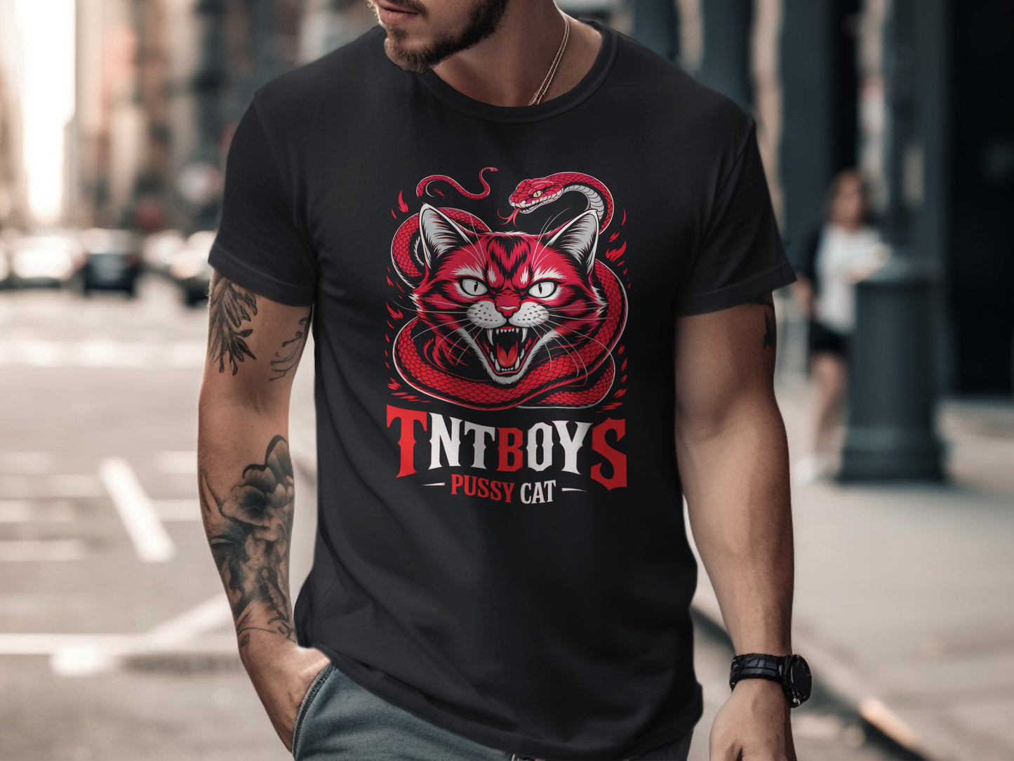 TNT Boys Pussy Cat Graphic Design T-Shirt