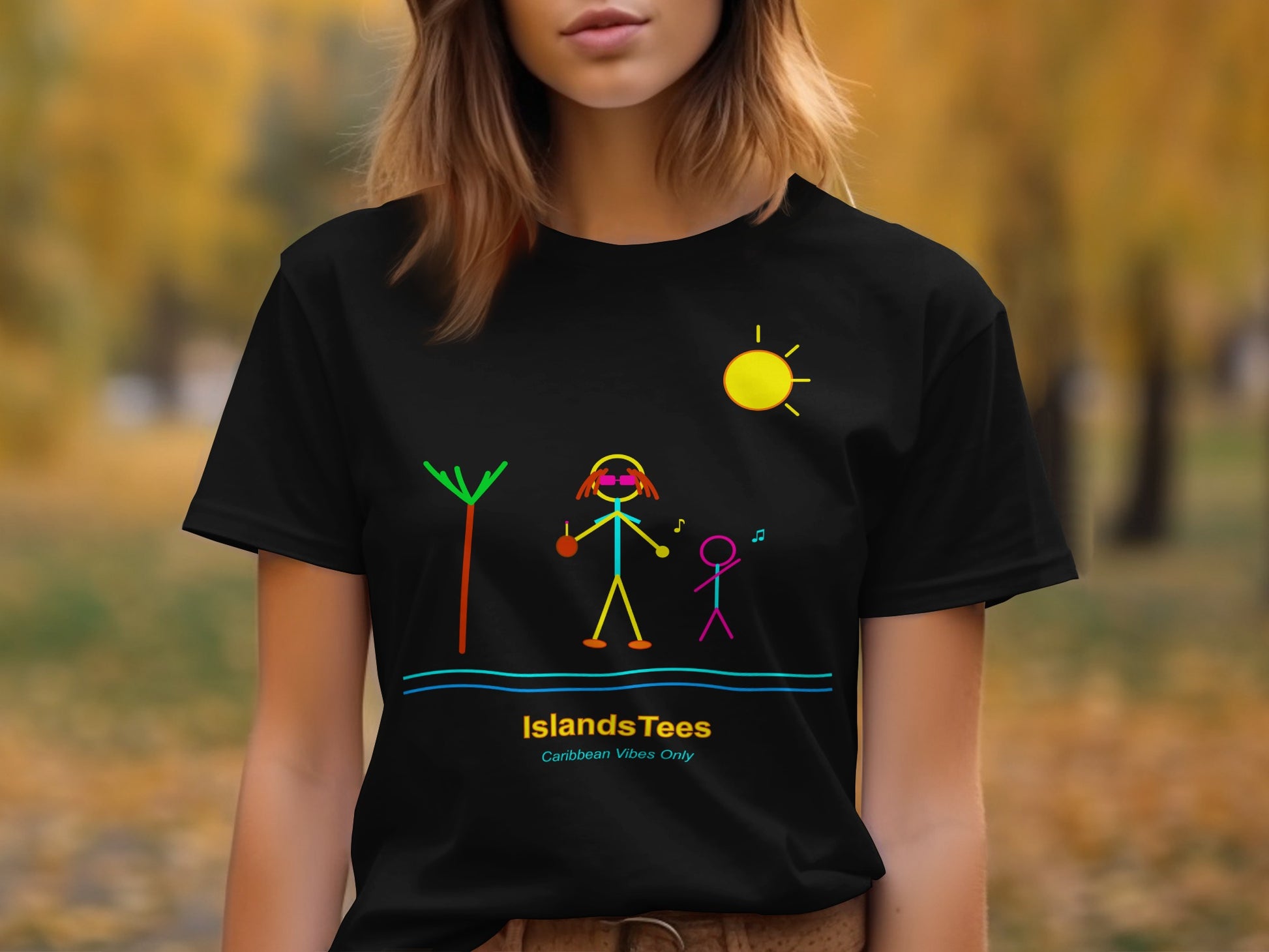 IslandsTees Caribbean Vibes Only Stick Figure Music Sun product type