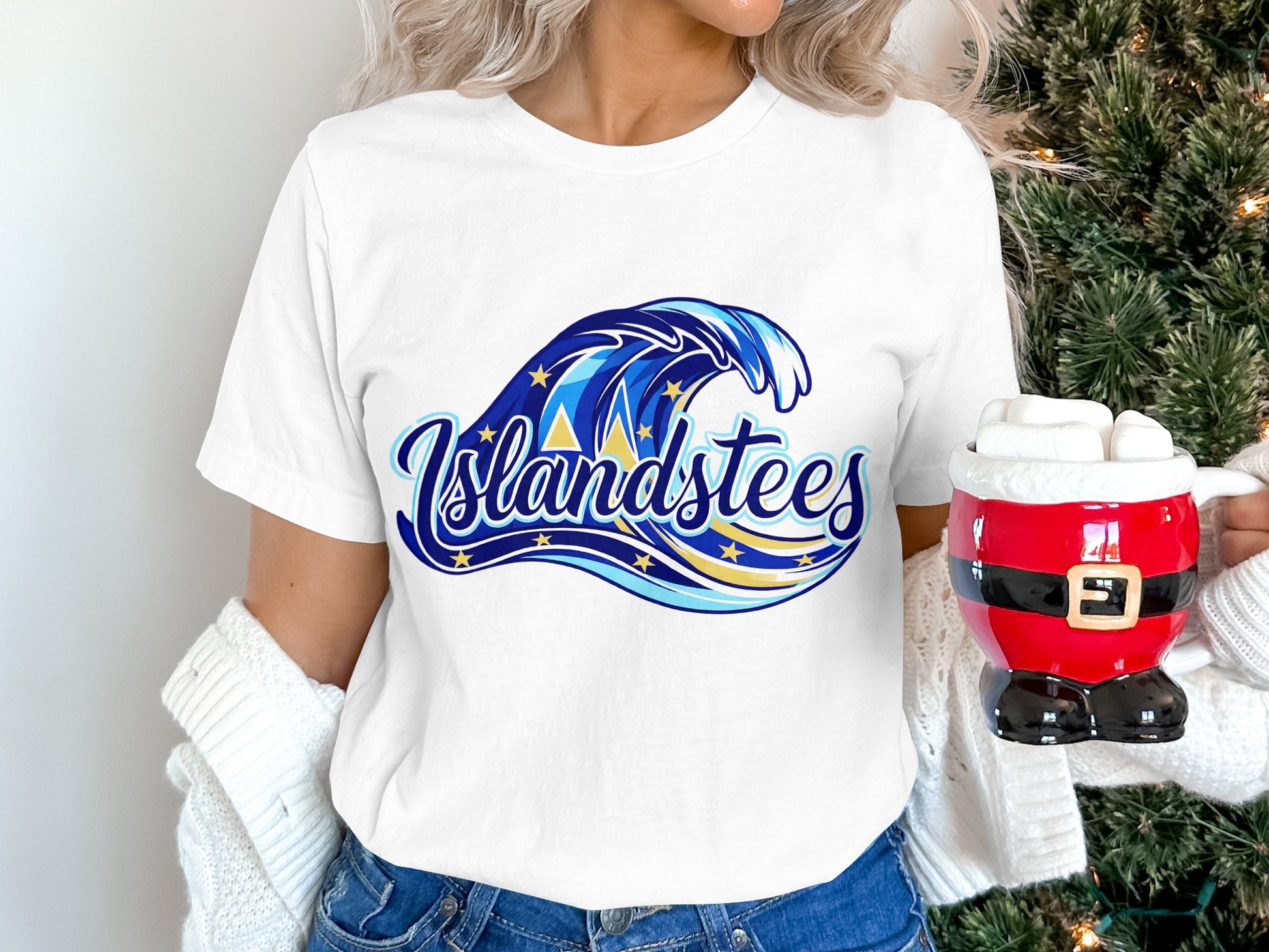 Islandstees Wave Graphic Casual White T-shirt
