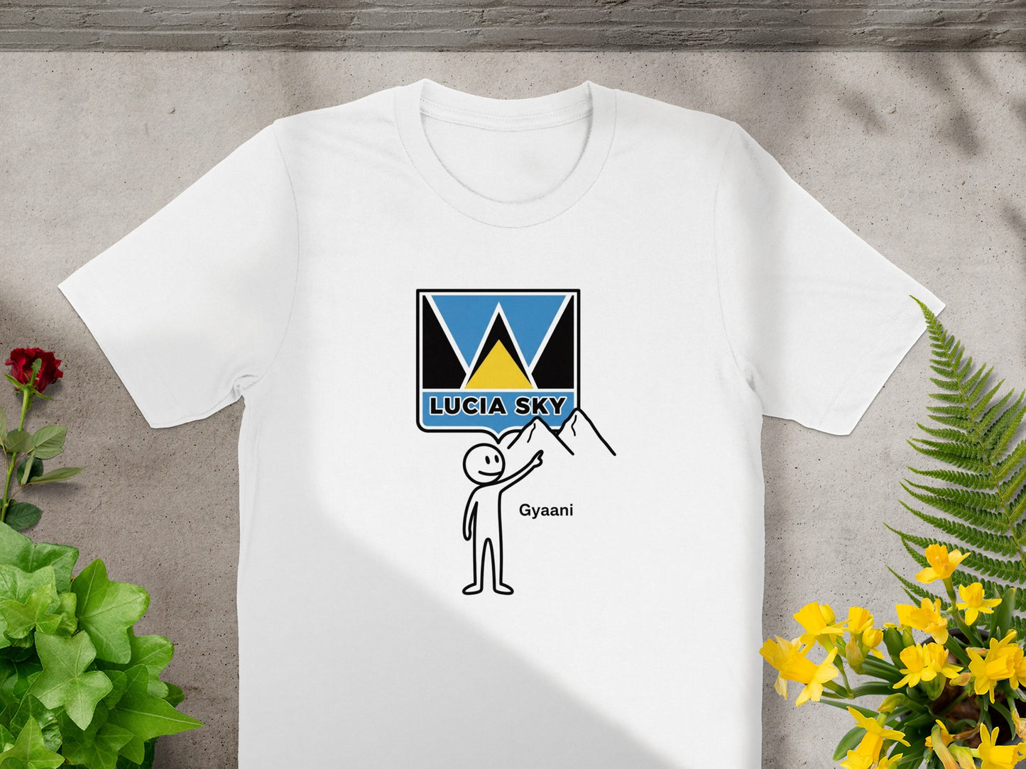 Lucia Sky Mountain Design Graphic T-Shirt