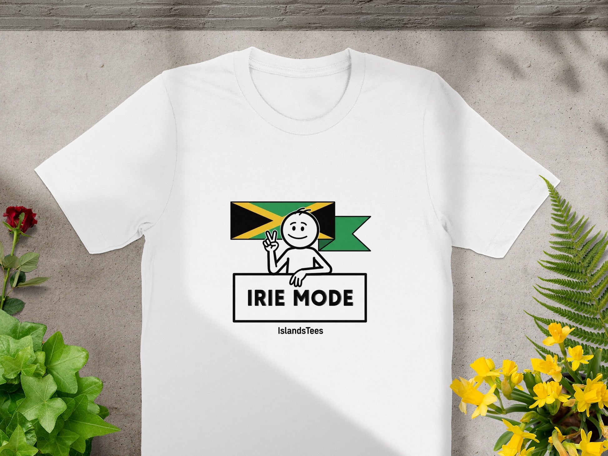 IRIE MODE Peace Sign Jamaican Flag Graphic Shirt