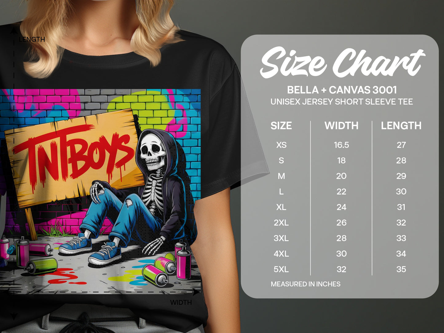 TNT Boys Graffiti Skeleton Street Art Tee