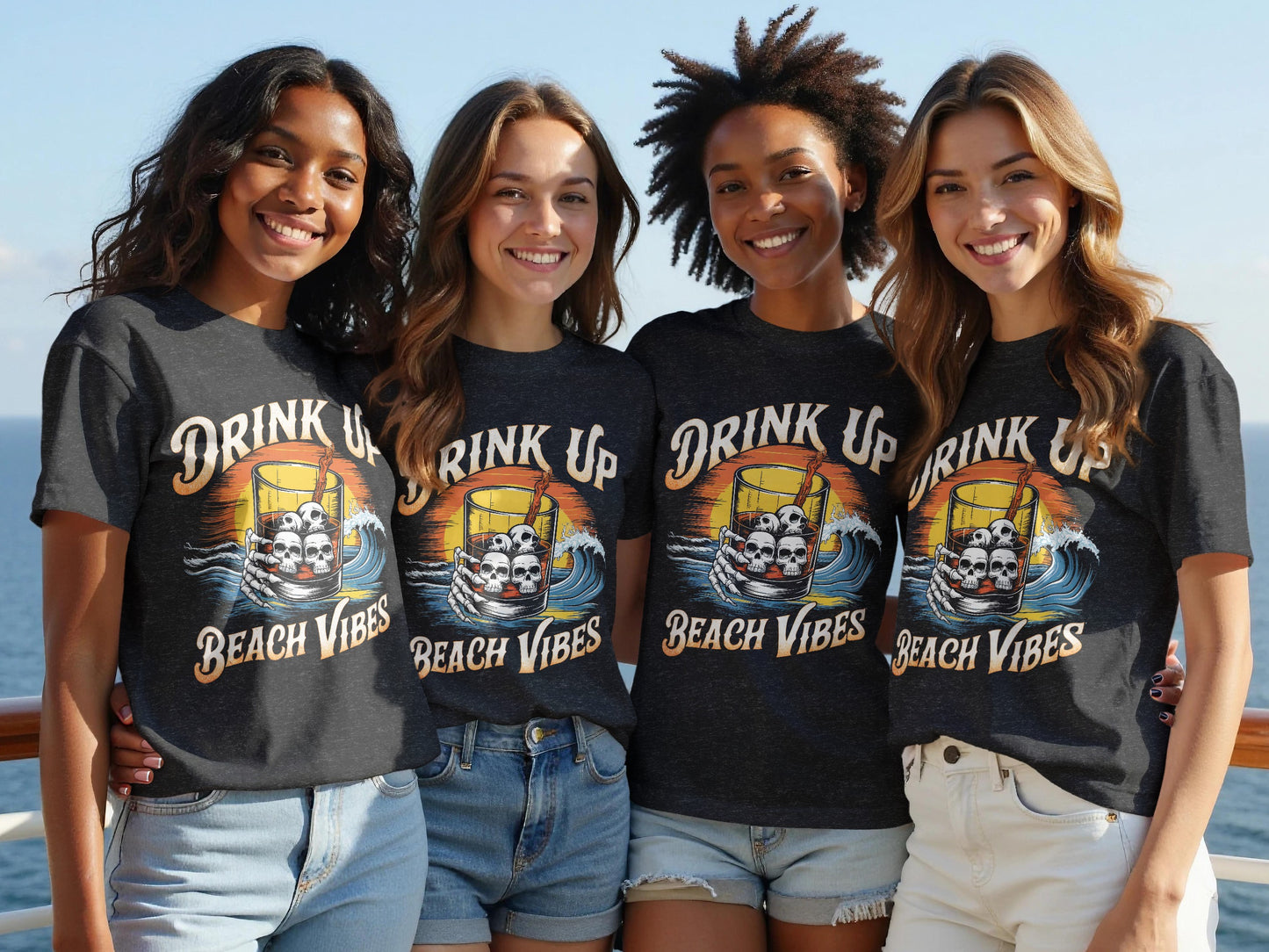 Drink Up Beach Vibes Graphic Tee for Casual Outfits