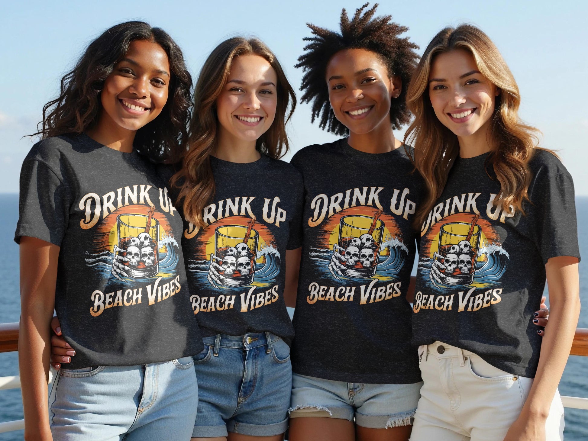 Drink Up Beach Vibes Graphic Tee for Casual Outfits