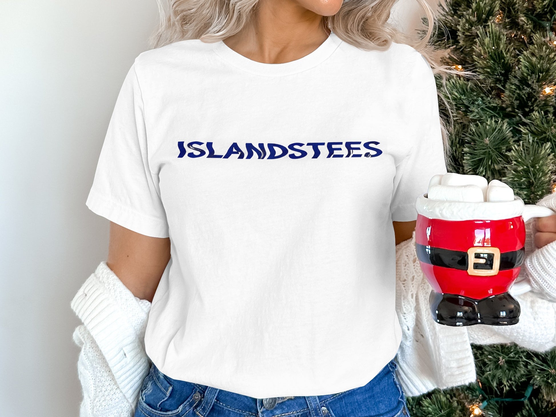ISLANDSTEES White Graphic Print Unisex T-Shirt