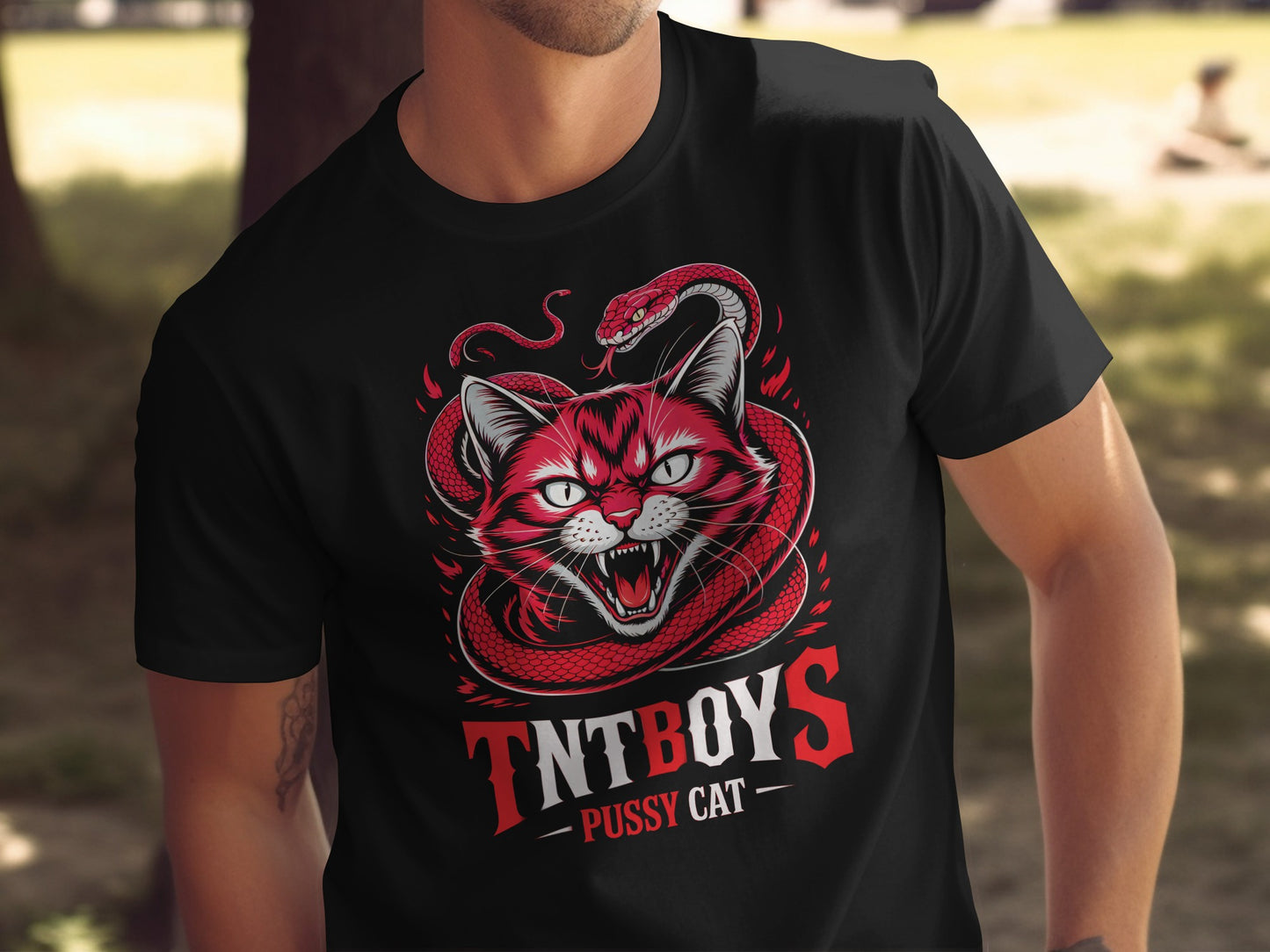 TNT Boys Pussy Cat T-shirt with Red Cat and Snake Design
