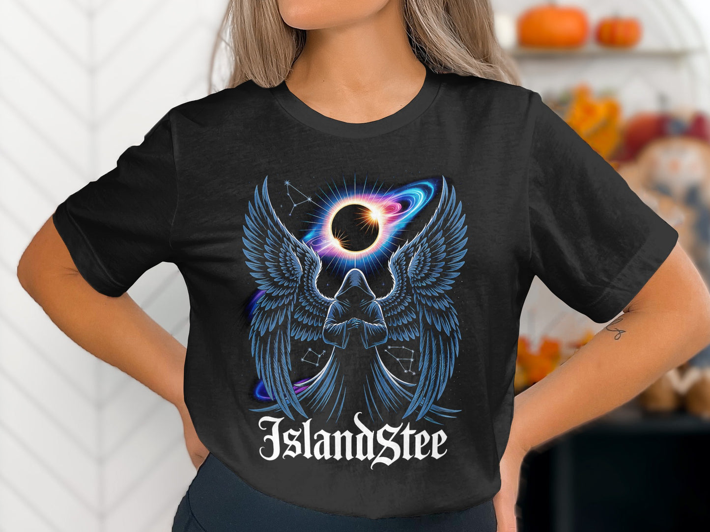 Women's Eclipse Angel Wings Graphic IslandStee Shirt