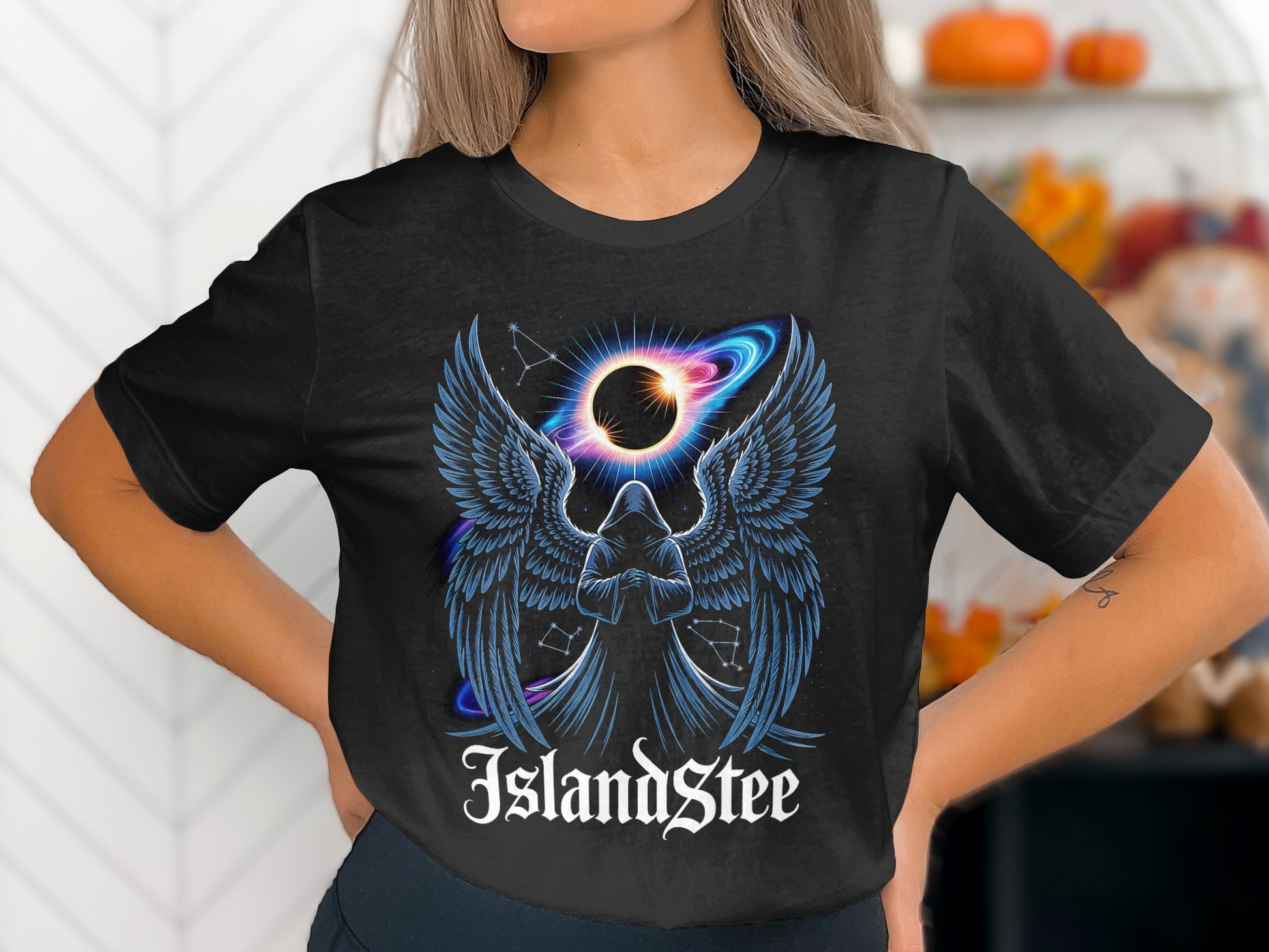 Women's Eclipse Angel Wings Graphic IslandStee Shirt