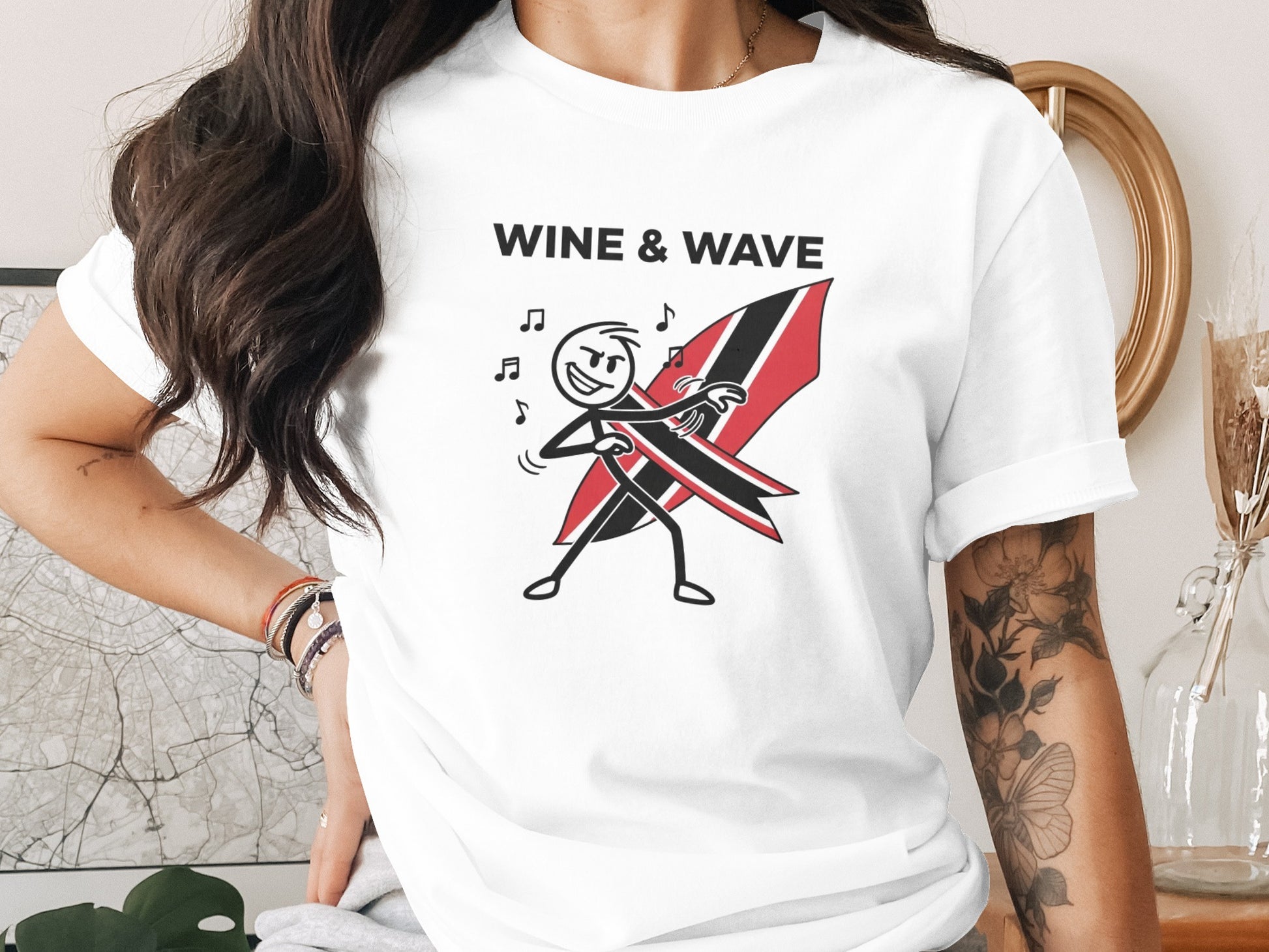 Wine & Wave Graphic Music T-shirt for Casual Wear