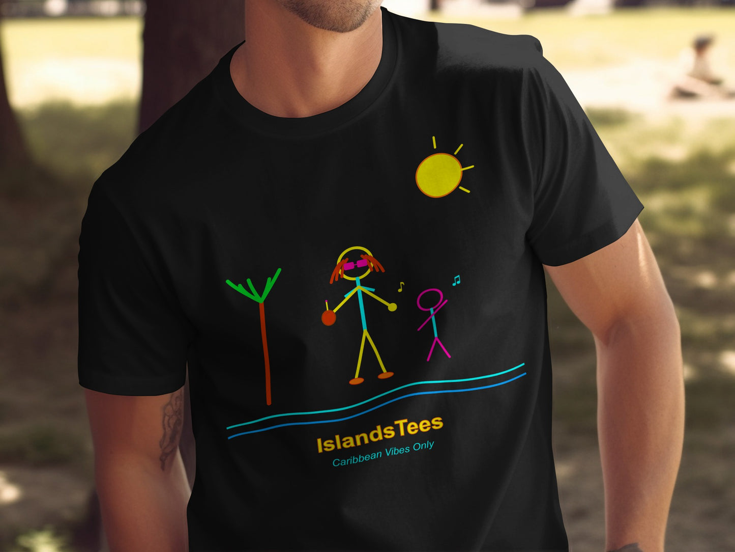 IslandsTees Caribbean Vibes Only Sun Stick Figures Shirt