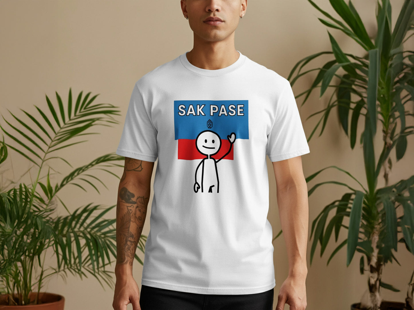 Sak Pase Stick Figure Art Graphic T-Shirt