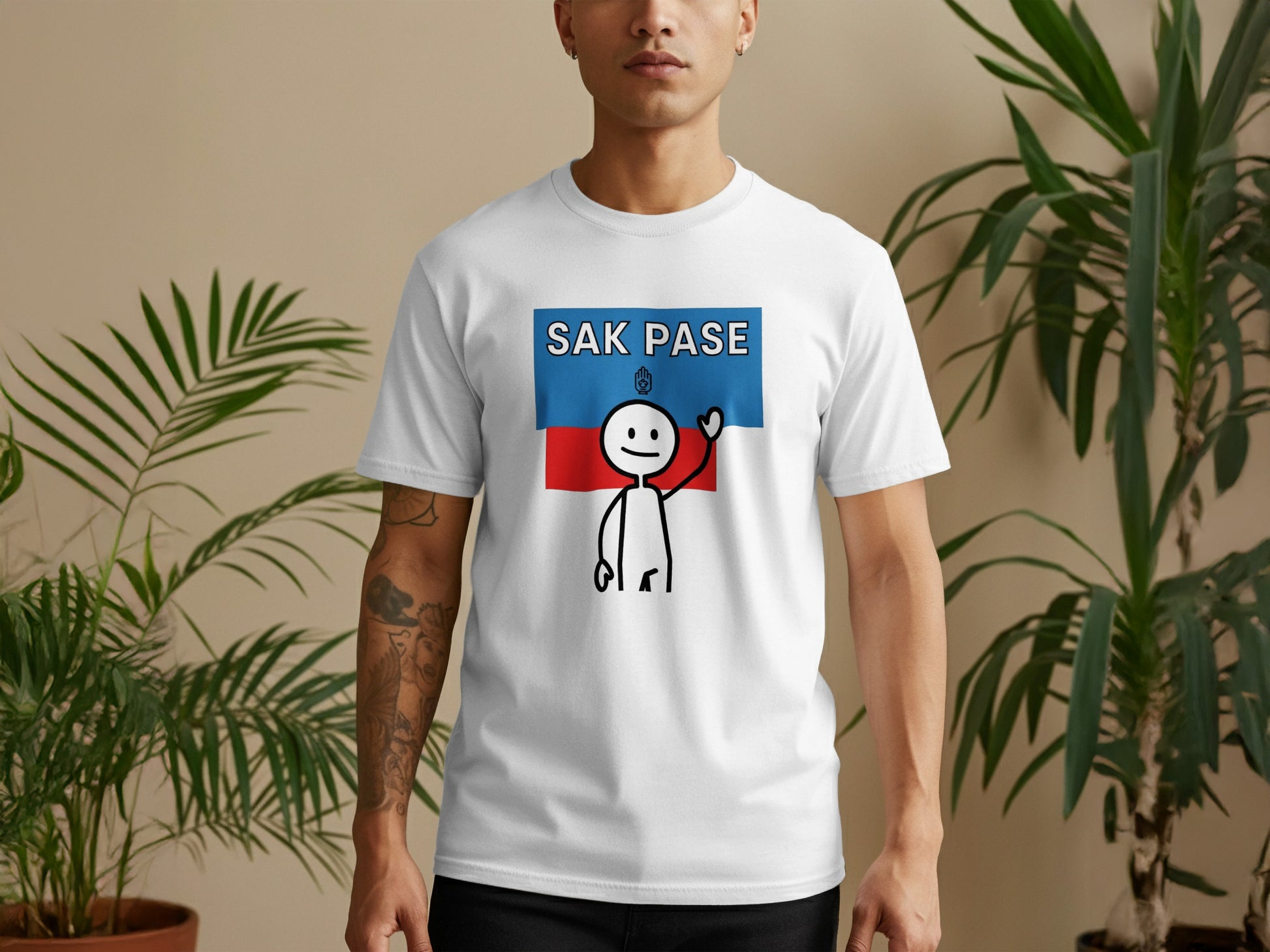 Sak Pase Stick Figure Art Graphic T-Shirt