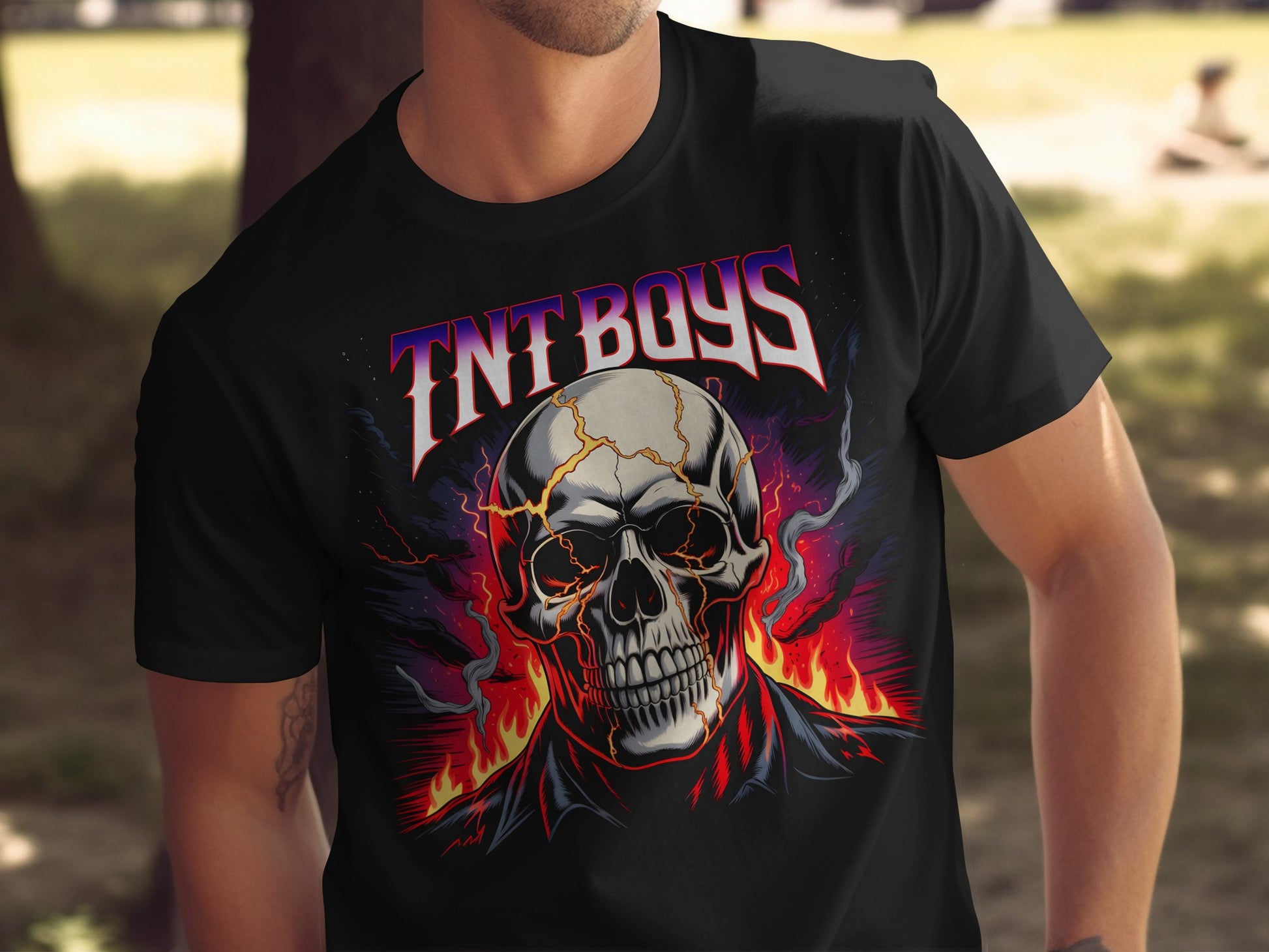 TNT Boys Skull Graphic Flame Design T-shirt