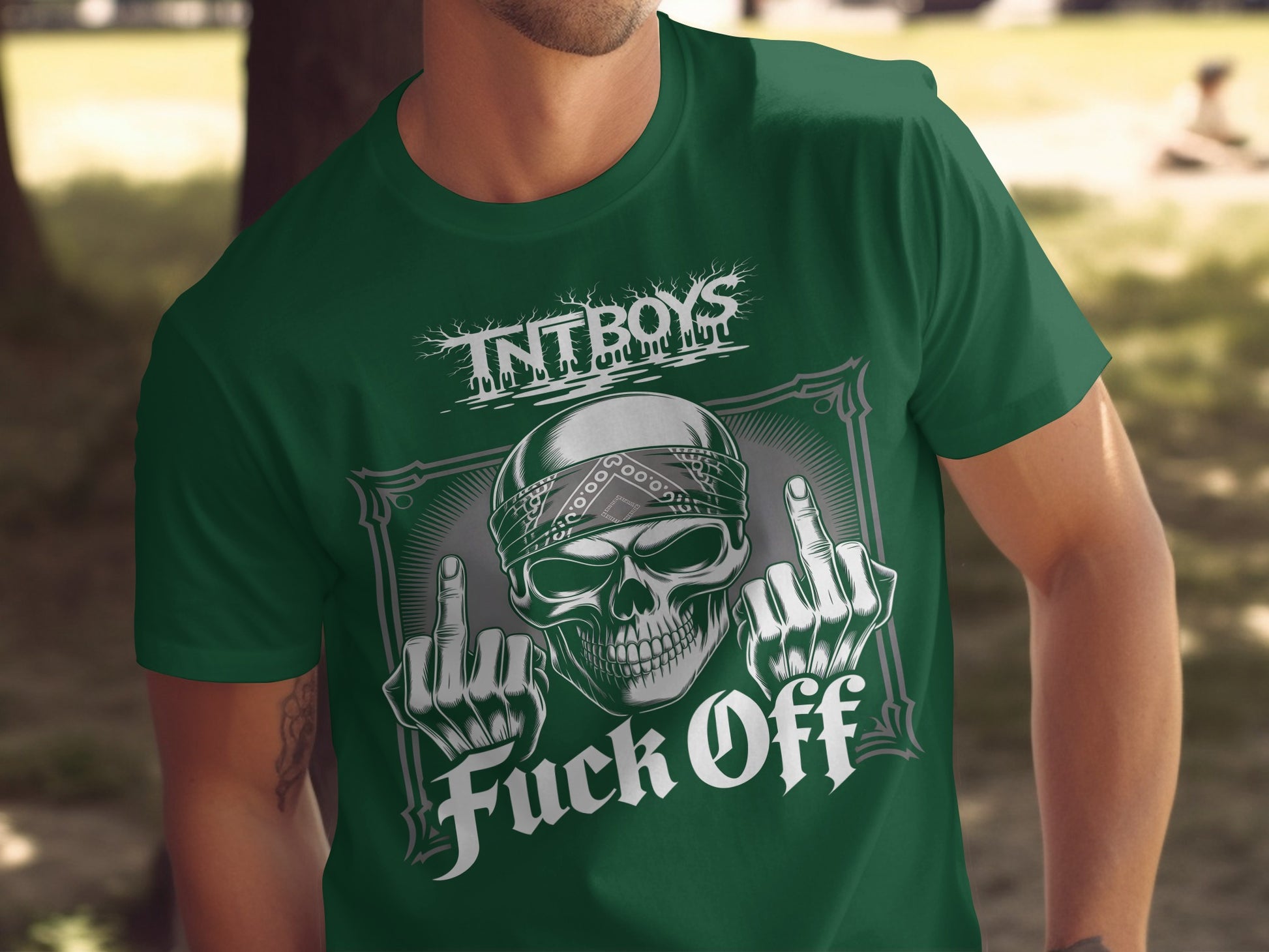 TNT Boys Fuck Off Skull Graphic T-Shirt