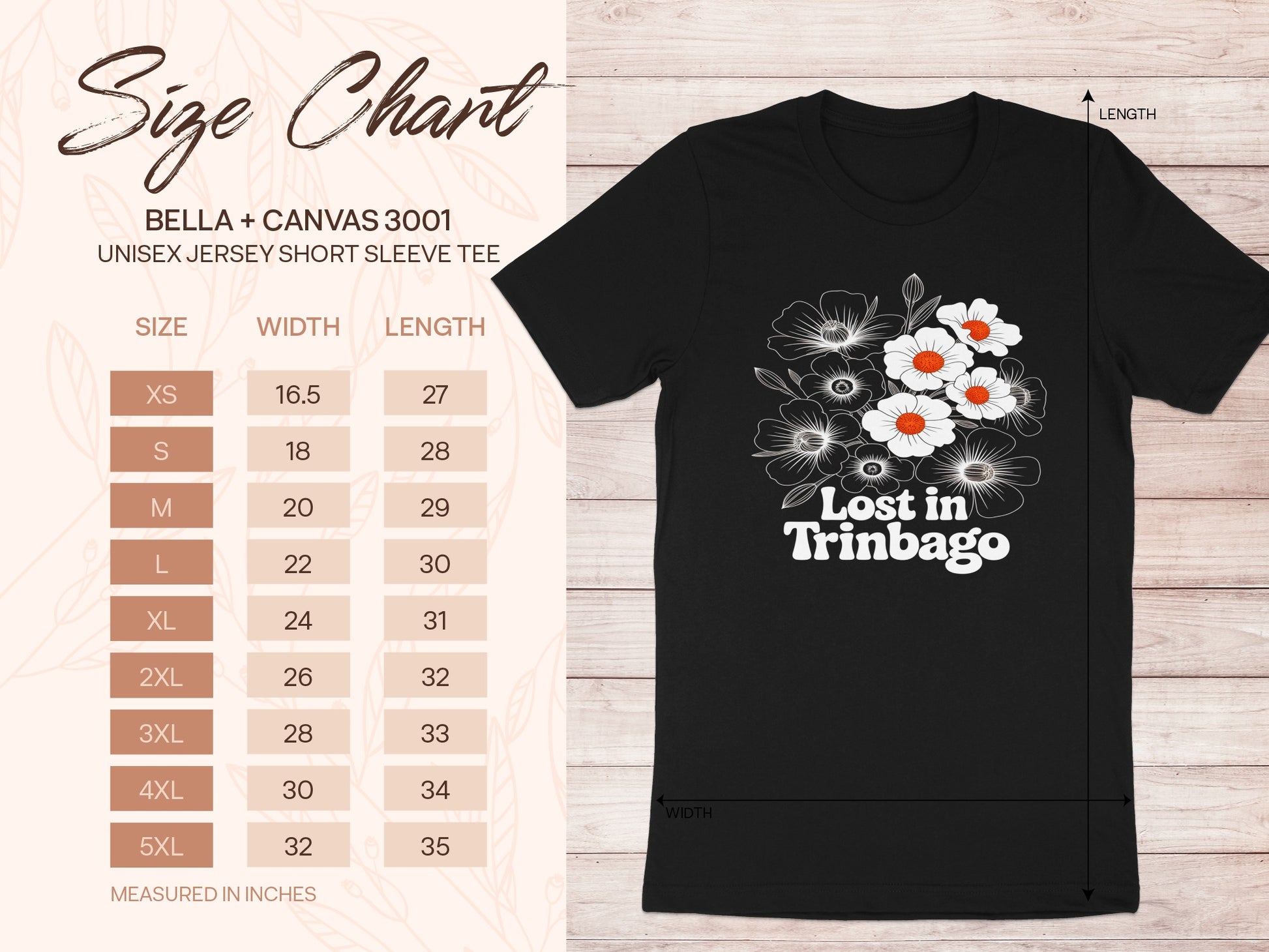 Lost in Trinbago Flowers Black Unisex Short Sleeve Tee product type