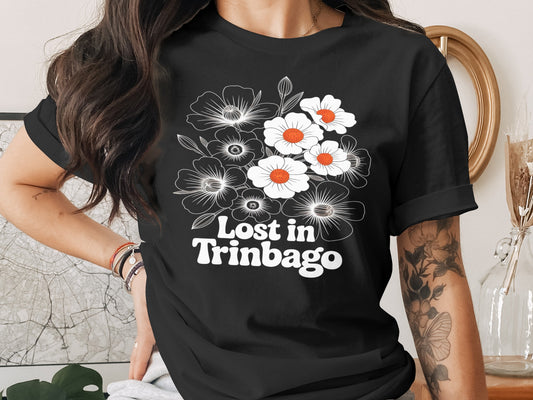 Lost in Trinbago Floral Graphic Tee Shirt