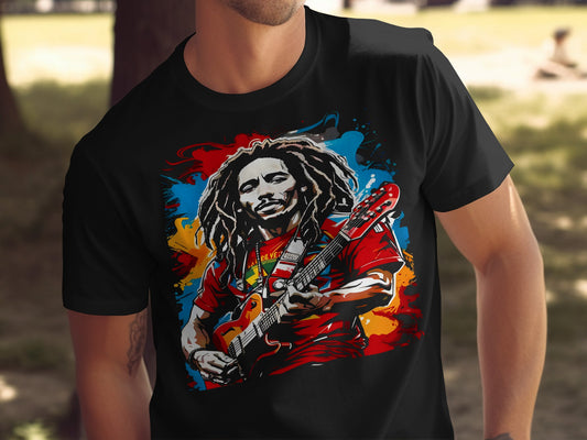 Reggae Icon Bob Marley Guitar Artistic Design T-shirt product type