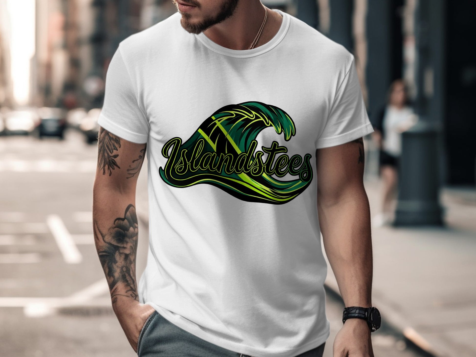 Stylish Islandstees Graphic Wave Design Shirt Product