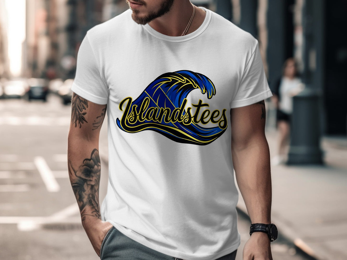 Islandstees Wave Graphic Men's T-Shirt Casual Wear