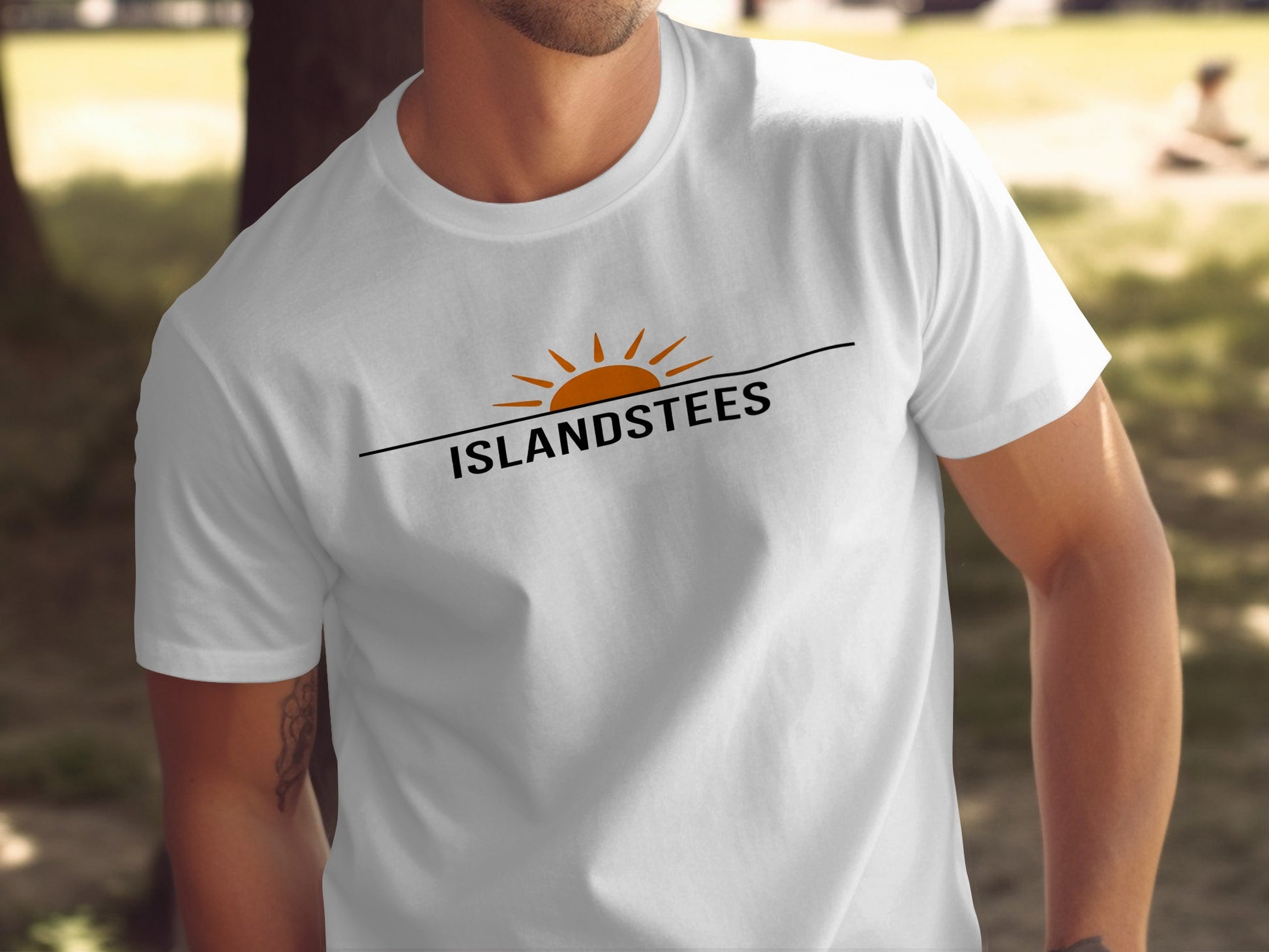 Islandstees Logo Sun Design on White T-Shirt