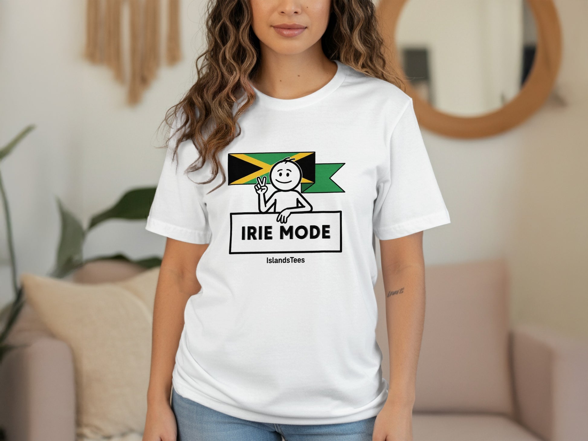 IRIE MODE Banner Design Relaxed Fit Graphic Tee Shirt