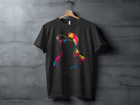 Colorful Abstract Art Print on Black T-Shirt Product