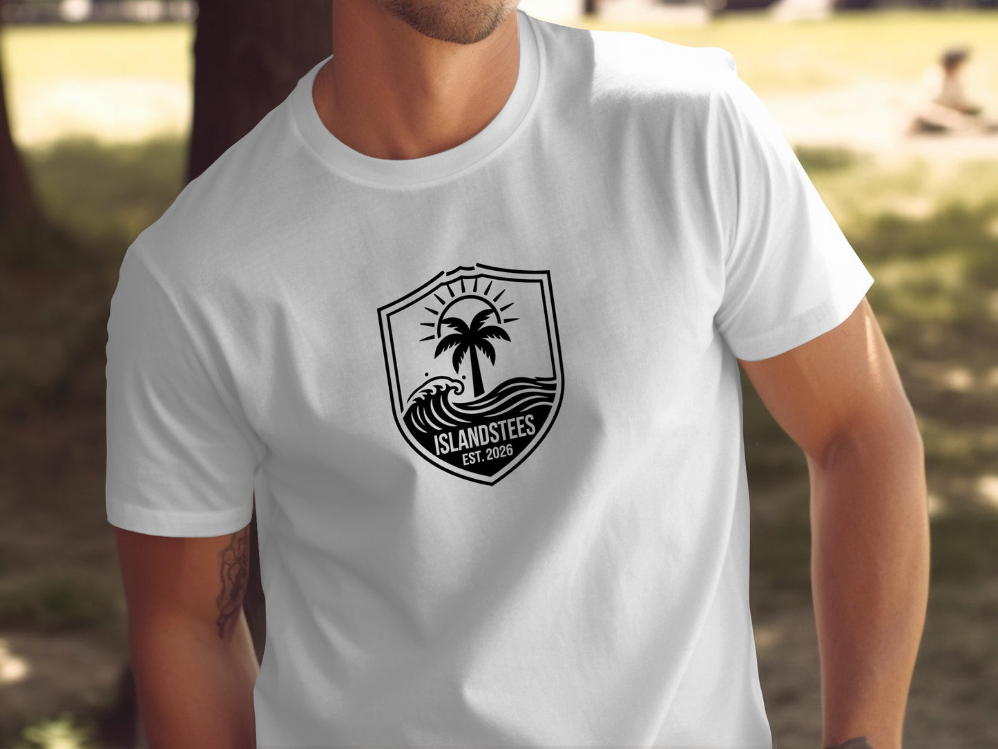 White Islandstees Est 2026 Palm Wave Graphic Shirt
