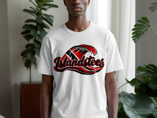 Vibrant Islandstees Red Wave Design T-Shirt Product