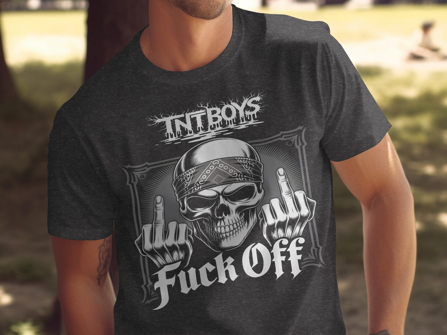TNT Boys Skull Design with Offensive Text Statement Shirt