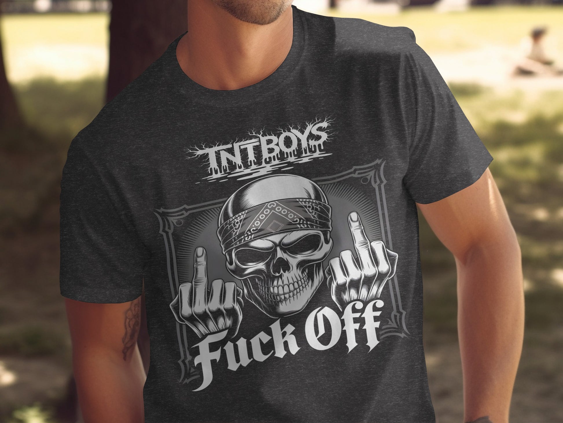 TNT Boys Skull Design with Offensive Text Statement Shirt